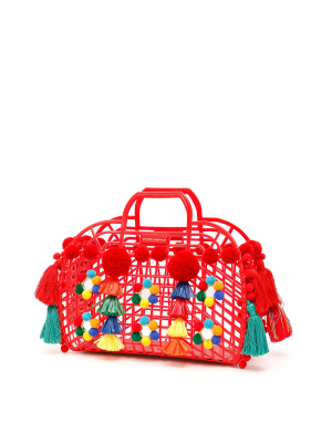 Dolce & Gabbana Kendra Caged Pom Pom Tote Bag