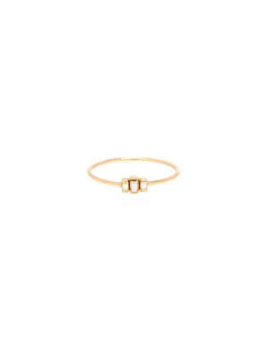 14k 3 Stepped Baguette Diamond Ring