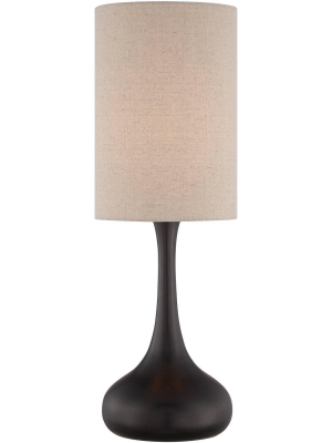 360 Lighting Modern Table Lamp Espresso Bronze Metal Droplet Linen Cylinder Shade For Living Room Family Bedroom Bedside Office