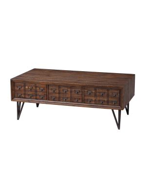 Oxford 3 Drawer Cocktail Table Brown - Treasure Trove