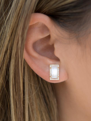 14kt Rose Gold Diamond Mother Of Pearl Sara Stud Earrings