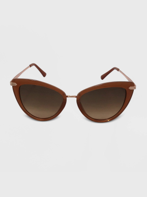 Women's Cateye Plastic Metal Combo Sunglasses - A New Day™ Brown