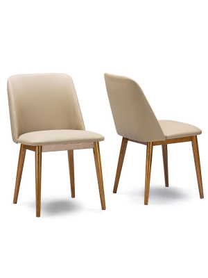 La Mid-century Faux Leather Dining Chair Set Of 2