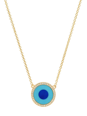 Evil Eye Diamond Necklace - Turquoise & Lapis