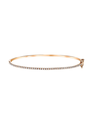 Essential Single Row Half Diamond Bangle - Rose Gold