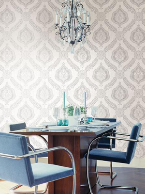 Zoraya Silver Damask Wallpaper From The Alhambra Collection By Brewster Home Fashions