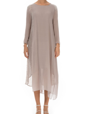 Flowy Asymmetric Cream Silk Dress