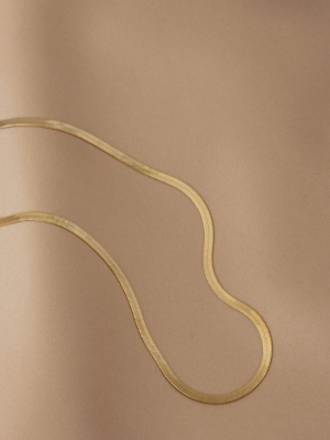 Herringbone Chain Necklace In 14k Plated Gold