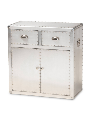 Serge Metal 2 Door Accent Storage Cabinet Silver - Baxton Studio