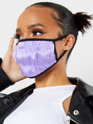 Lilac Satin Rouched Face Mask