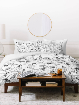 Cayenablanca Lines Duvet Set White/black - Deny Designs