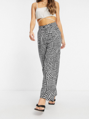 Motel High Waisted Relaxed Pants In Wavy Print