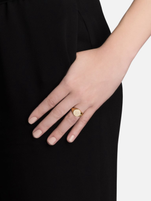 Horizon Signet Ring, 14k Gold Pavé