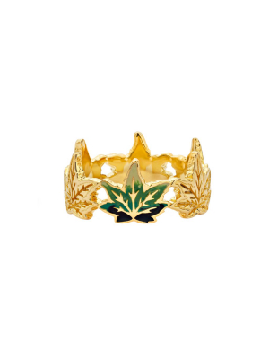 Enamel Weed Leaf Ring