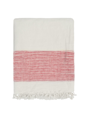 The Red Colorblock Linen Throw