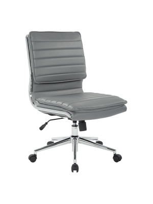 Armless Mid Back Manager's Faux Leather Chair With Chrome Base - Osp Designs