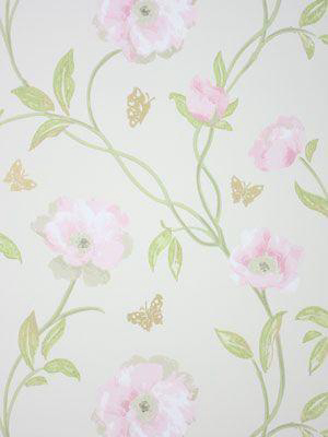 Peony Place Wallpaper In Gray And Green From The Birdcage Walk Collection By Nina Campbell