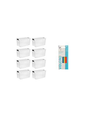 Sterilite 70 Quart Storage (8 Pack) Bundled With Velcro® Brand Wire & Cable Ties