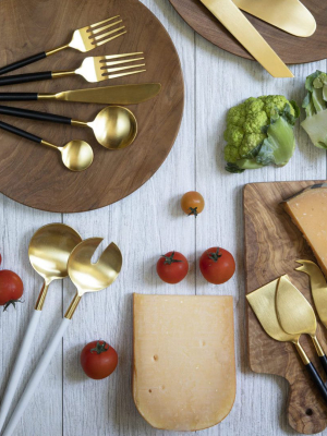 Black And Gold Cheese Knives Set