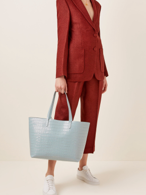 Croc-embossed Leather Tote Bag