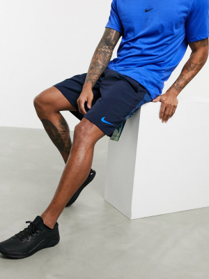 Nike Training Flex 2.0 Shorts With Large Logo In Navy