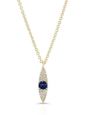 14kt Yellow Gold Diamond And Sapphire Evil Eye Pendant Necklace