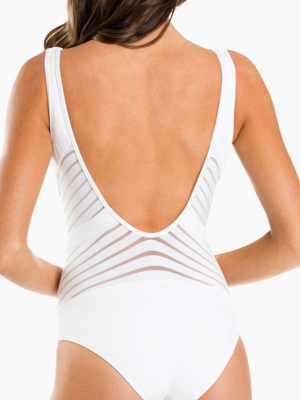 Plunge Strappy Front One Piece Swimsuit - White