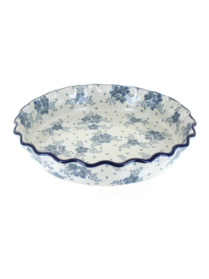 Blue Rose Polish Pottery Blue Fleur Pie Plate