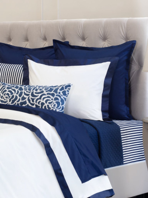 Navy Blue Linden Border Duvet Cover