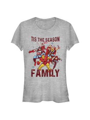 Junior's Marvel Christmas Season For Family T-shirt