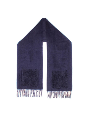 Wool Scarf With Shearling Pockets In Multiple Colors