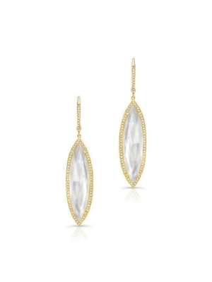 14kt Yellow Gold Diamond Mother Of Pearl Celeste Marquis Earrings