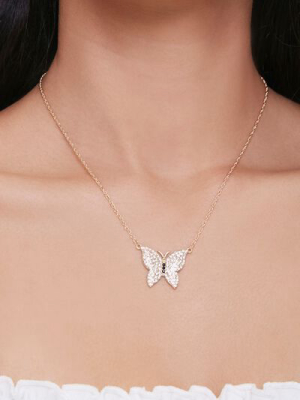 Rhinestone Butterfly Necklace