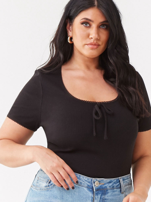 Plus Size Ribbed Scoop Neck Top