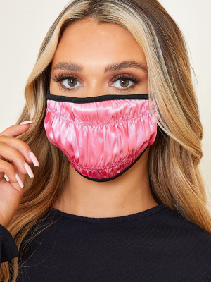 Pink Satin Rouched Face Mask