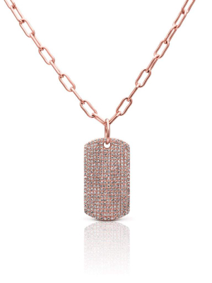 14kt Rose Gold Diamond Luxe Dog Tag Charm