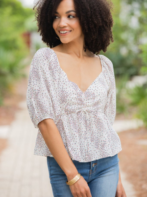 Ready For Fun Mauve Pink Ditsy Floral Top