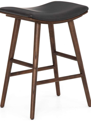 Union Saddle Counter Stool, Distressed Black