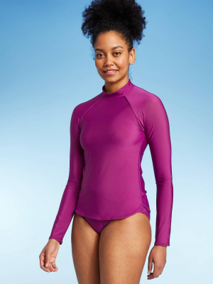 Women's Long Sleeve Mock Neck Rashguard - All In Motion™ Purple