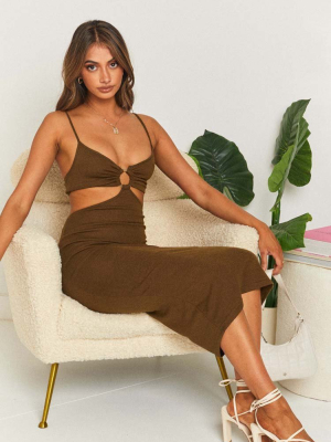 Enny Cut Out Midi Dress Khaki