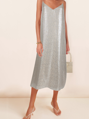 Metallic Cotton-silk Knee-length Dress
