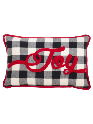 12"x20" Buffalo Plaid Joy Poly Filled Throw Pillow Black - Saro Lifestyle