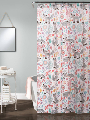 Friendly Fox Shower Curtain Gray/pink - Lush Décor