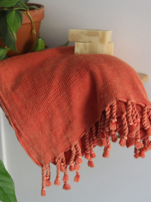 Waffle Weave Turkish Towel - Coral