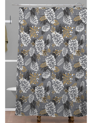 Heather Dutton Festive Forest Christmas Shower Curtain Gray - Deny Designs