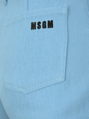 Msgm Logo Embroidered Fringed Shorts