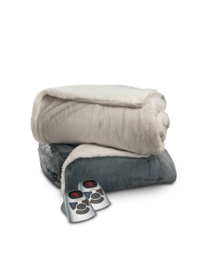 Velour And Sherpa Electric Blanket - Biddeford Blankets