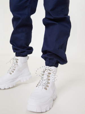 White Flatform Chunky Hiker Boot Sneakers