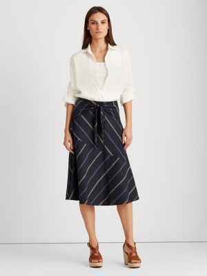 Chevron Cotton-linen Skirt