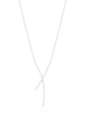 Effy Pave Classica 14k White Gold Diamond Criss Cross Necklace, 0.19 Tcw
